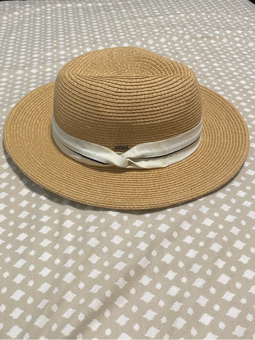 C.C. EXCLUSIVES STRAW Sun Hat with Ivory Ribbon! So cute! 🥰